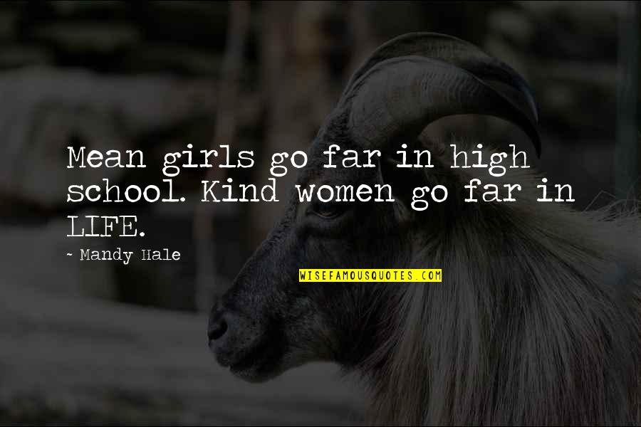 Loving High School Quotes By Mandy Hale: Mean girls go far in high school. Kind