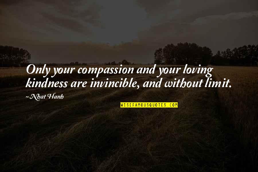 Loving Kindness And Compassion Quotes By Nhat Hanh: Only your compassion and your loving kindness are