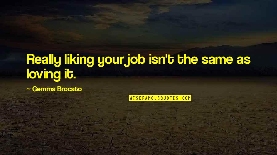 Loving My Job Quotes By Gemma Brocato: Really liking your job isn't the same as