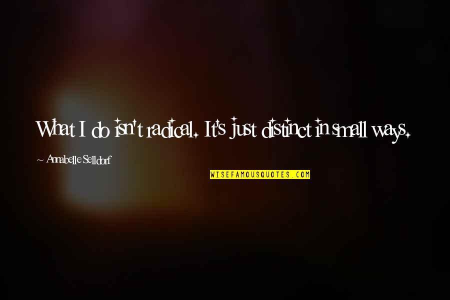 Loving Oneself Quotes By Annabelle Selldorf: What I do isn't radical. It's just distinct