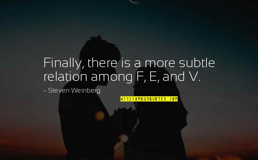 Loving Someone Hurt You Quotes By Steven Weinberg: Finally, there is a more subtle relation among