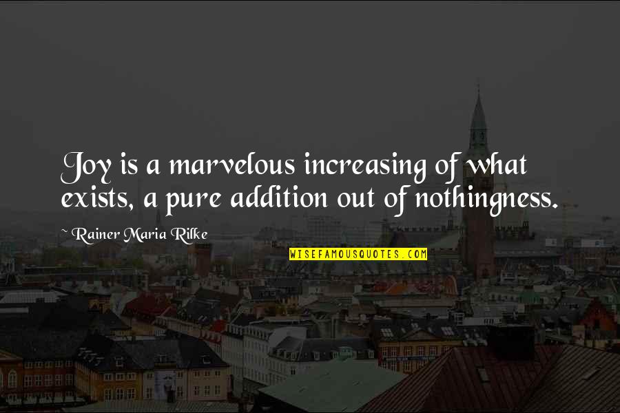 Loving Someone Locked Up Quotes By Rainer Maria Rilke: Joy is a marvelous increasing of what exists,