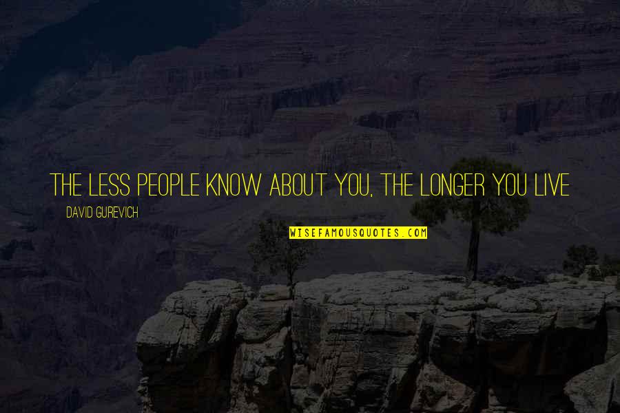 Loving Support Quotes By David Gurevich: The less people know about you, the longer