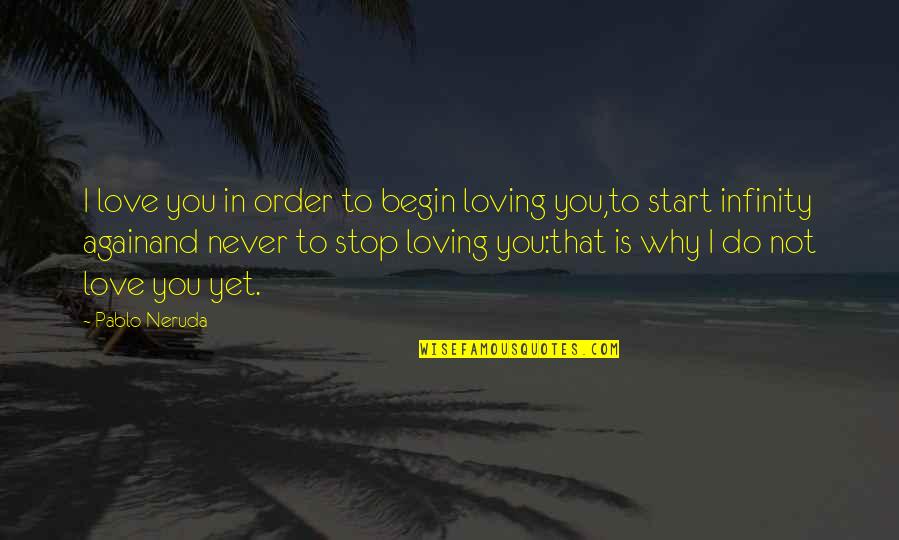 Loving You Again Quotes By Pablo Neruda: I love you in order to begin loving