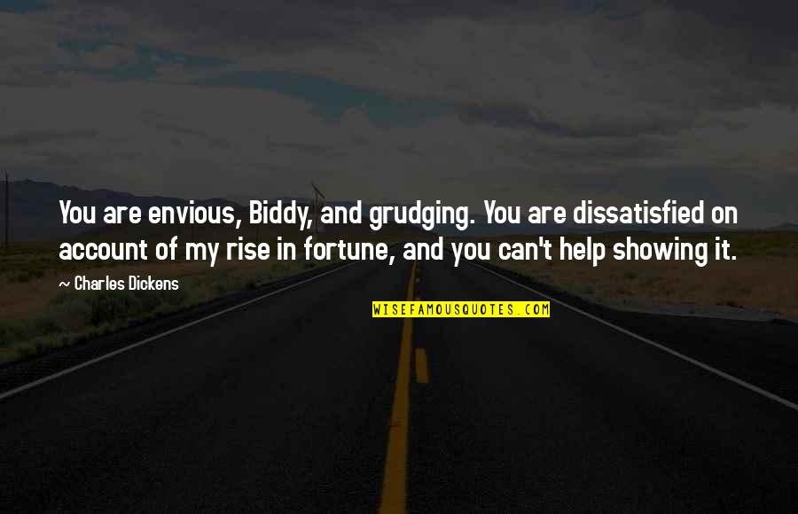 Loving You Is My Job Quotes By Charles Dickens: You are envious, Biddy, and grudging. You are