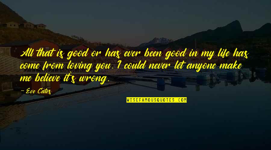 Loving You Is My Quotes By Eve Cates: All that is good or has ever been