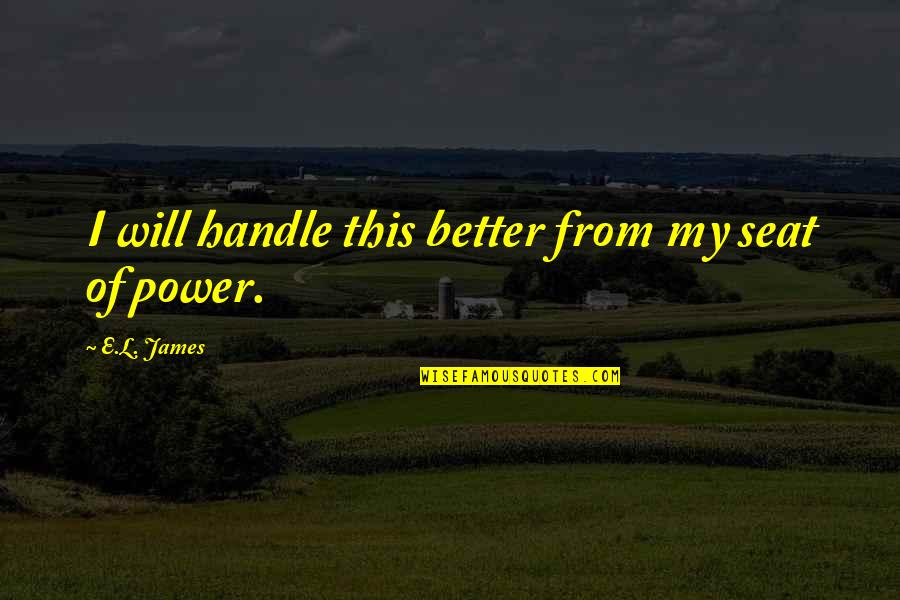 Loving Your Puppy Quotes By E.L. James: I will handle this better from my seat Loving Your Puppy Quotes By E.L. James: I will handle this better from my seat