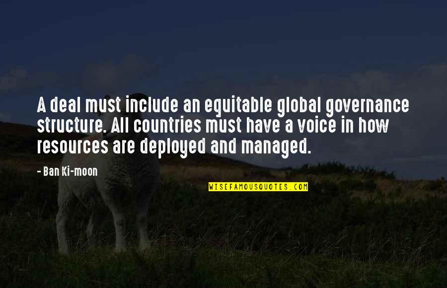 Loving Yourself With Images Quotes By Ban Ki-moon: A deal must include an equitable global governance