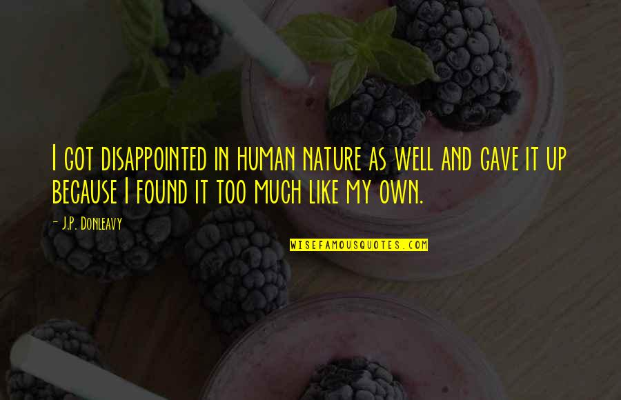 Lovite Denar Quotes By J.P. Donleavy: I got disappointed in human nature as well