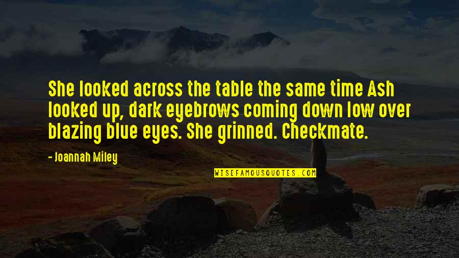 Low Eyes Quotes By Joannah Miley: She looked across the table the same time