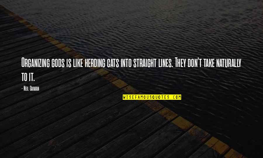 Low Gpa Quotes By Neil Gaiman: Organizing gods is like herding cats into straight Low Gpa Quotes By Neil Gaiman: Organizing gods is like herding cats into straight