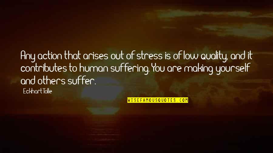 Low Quality Quotes By Eckhart Tolle: Any action that arises out of stress is