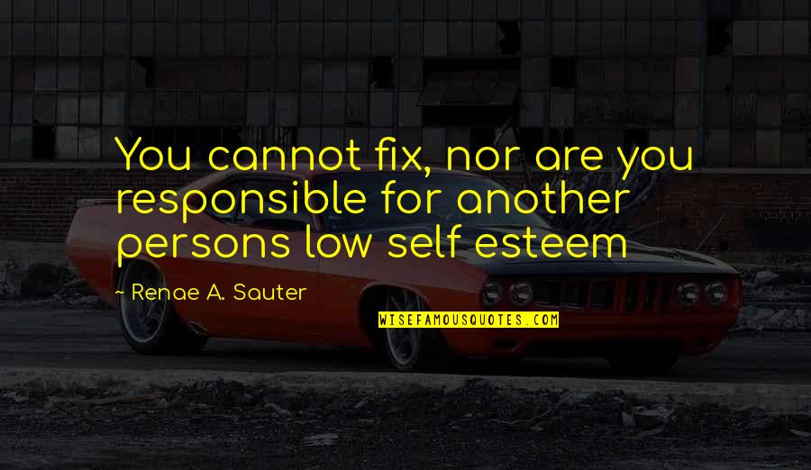 Low Self Esteem Love Quotes By Renae A. Sauter: You cannot fix, nor are you responsible for