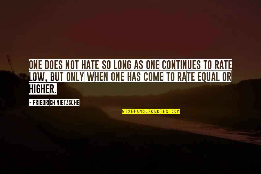 Low Self Esteem Quotes By Friedrich Nietzsche: One does not hate so long as one