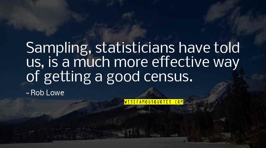 Lowe Quotes By Rob Lowe: Sampling, statisticians have told us, is a much