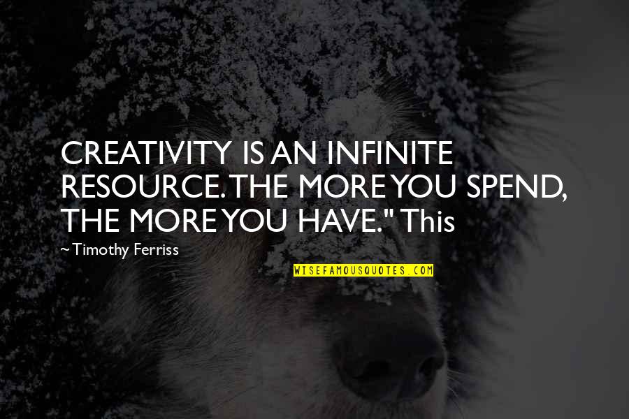 Lower Down Your Pride Quotes By Timothy Ferriss: CREATIVITY IS AN INFINITE RESOURCE. THE MORE YOU