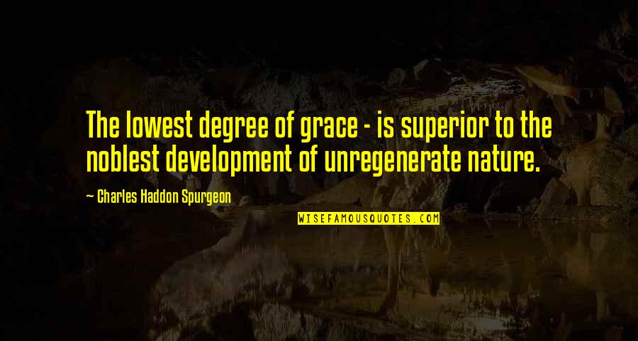 Lowest Quotes By Charles Haddon Spurgeon: The lowest degree of grace - is superior