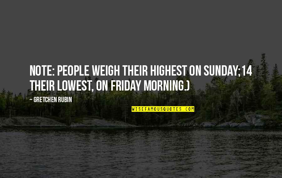 Lowest Quotes By Gretchen Rubin: Note: people weigh their highest on Sunday;14 their