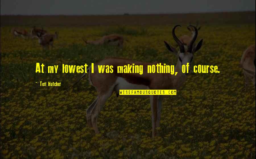 Lowest Quotes By Teri Hatcher: At my lowest I was making nothing, of