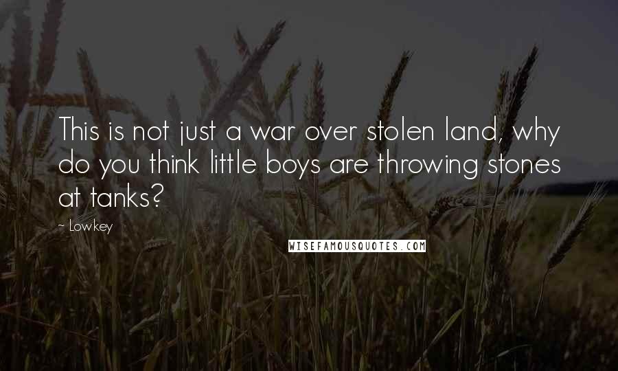 Lowkey quotes: This is not just a war over stolen land, why do you think little boys are throwing stones at tanks?