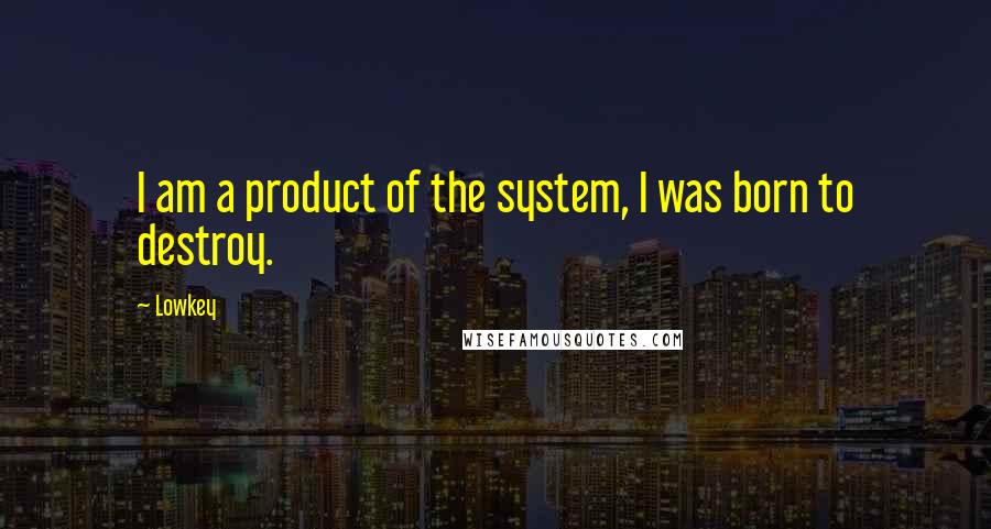 Lowkey quotes: I am a product of the system, I was born to destroy.