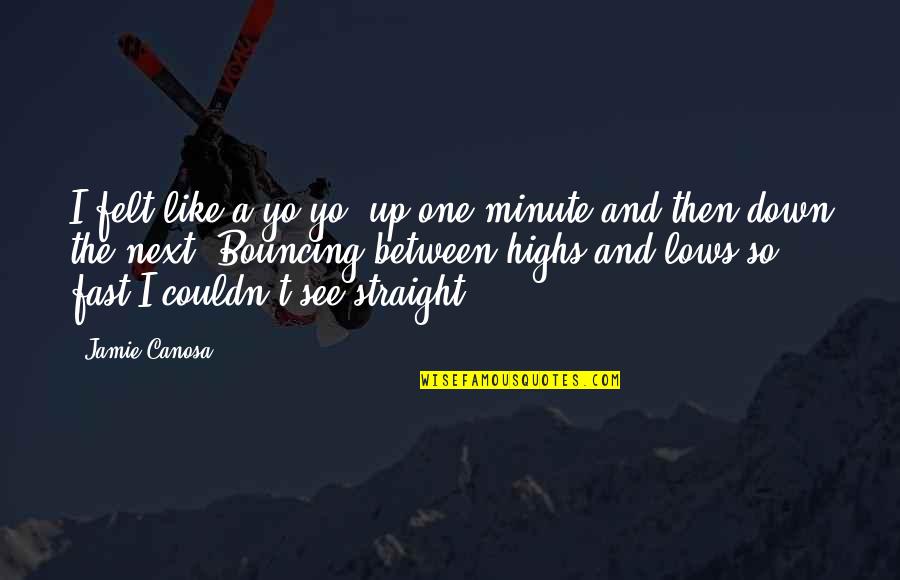 Lows And Highs Quotes By Jamie Canosa: I felt like a yo-yo, up one minute