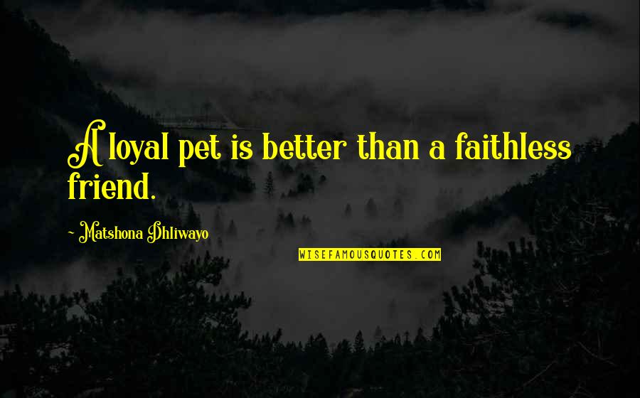 Loyal Friend Quotes By Matshona Dhliwayo: A loyal pet is better than a faithless Loyal Friend Quotes By Matshona Dhliwayo: A loyal pet is better than a faithless