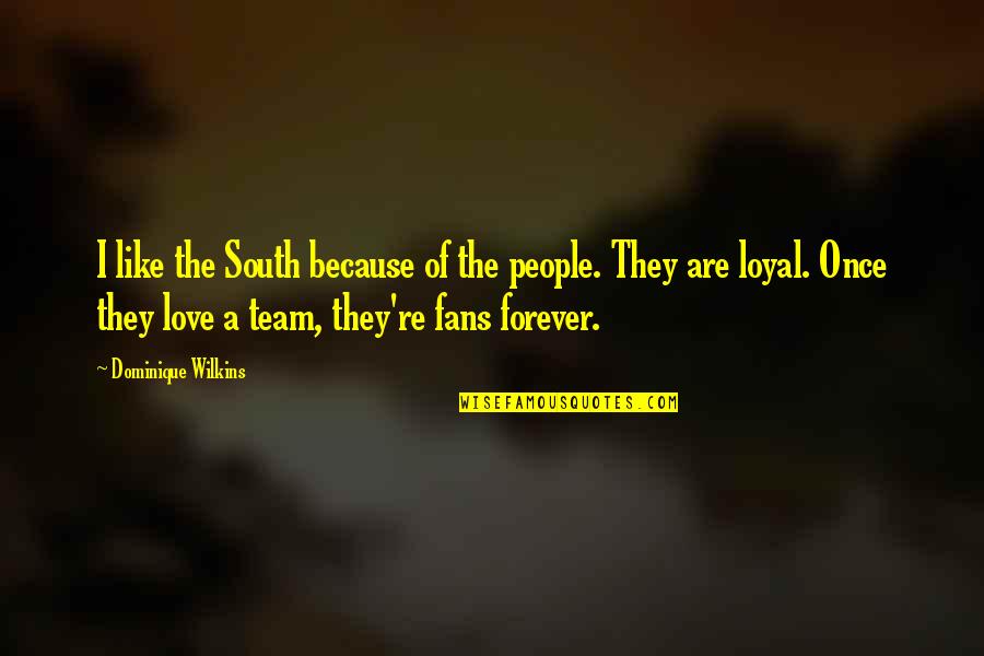 Loyal Love Quotes By Dominique Wilkins: I like the South because of the people.