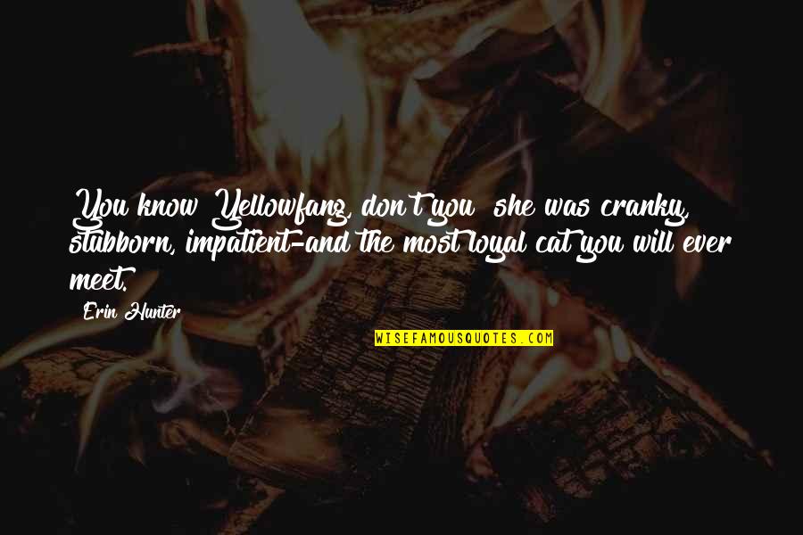 Loyal The Quotes By Erin Hunter: You know Yellowfang, don't you? she was cranky, Loyal The Quotes By Erin Hunter: You know Yellowfang, don't you? she was cranky,