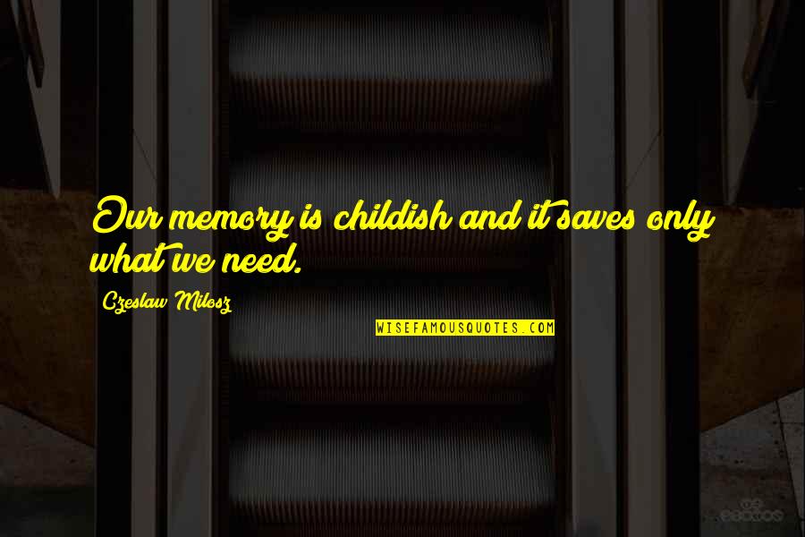 Loyalty Bible Quotes By Czeslaw Milosz: Our memory is childish and it saves only