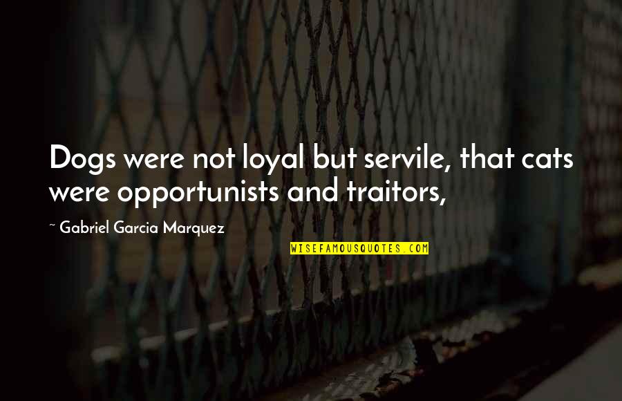 Loyalty Dogs Quotes By Gabriel Garcia Marquez: Dogs were not loyal but servile, that cats