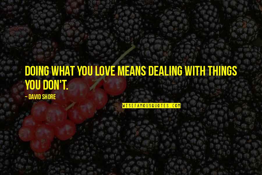Lpidev Quotes By David Shore: Doing what you love means dealing with things