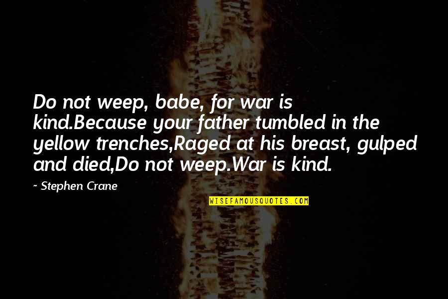 Lsu Sayings And Quotes By Stephen Crane: Do not weep, babe, for war is kind.Because