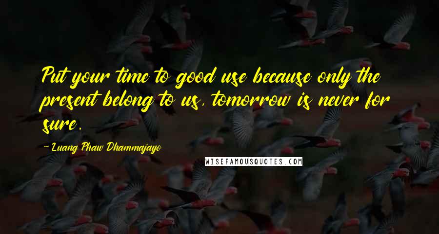 Luang Phaw Dhammajayo quotes: Put your time to good use because only the present belong to us, tomorrow is never for sure.