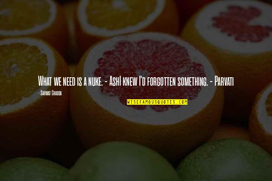 Luarea Temperaturii Quotes By Sarwat Chadda: What we need is a nuke. - AshI