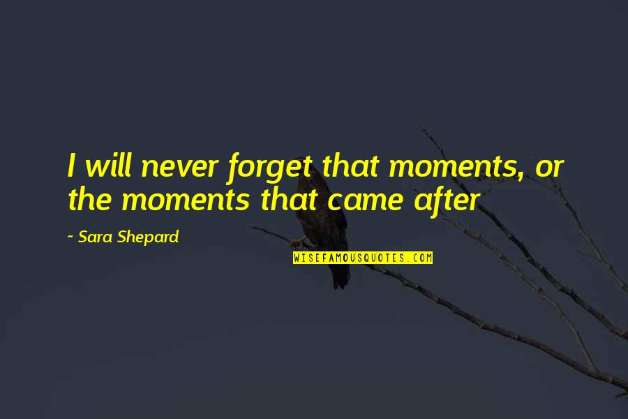 Luated Quotes By Sara Shepard: I will never forget that moments, or the