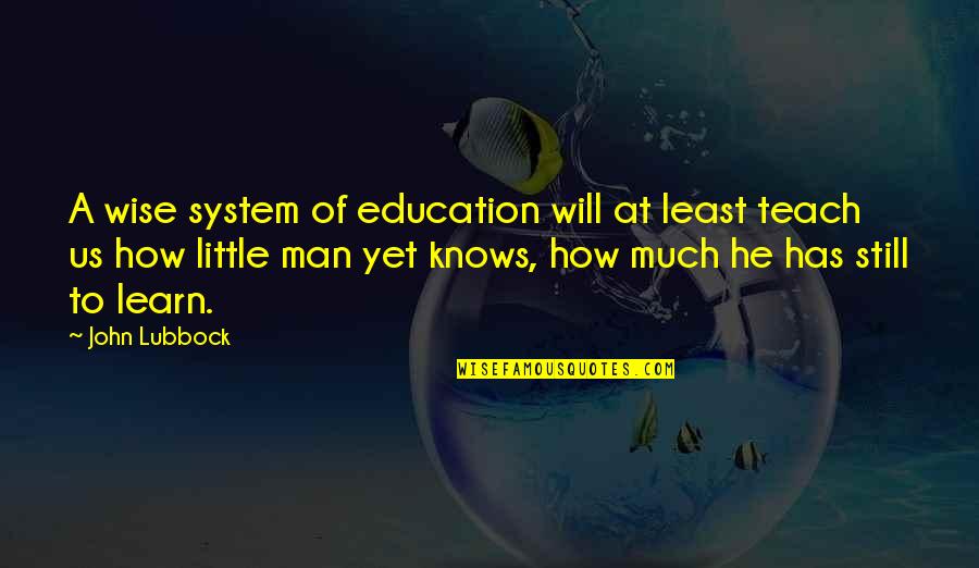 Lubbock Quotes By John Lubbock: A wise system of education will at least