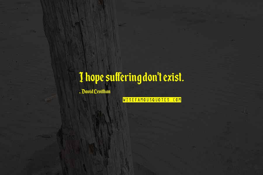 Lubelski Region Quotes By David Levithan: I hope suffering don't exist.