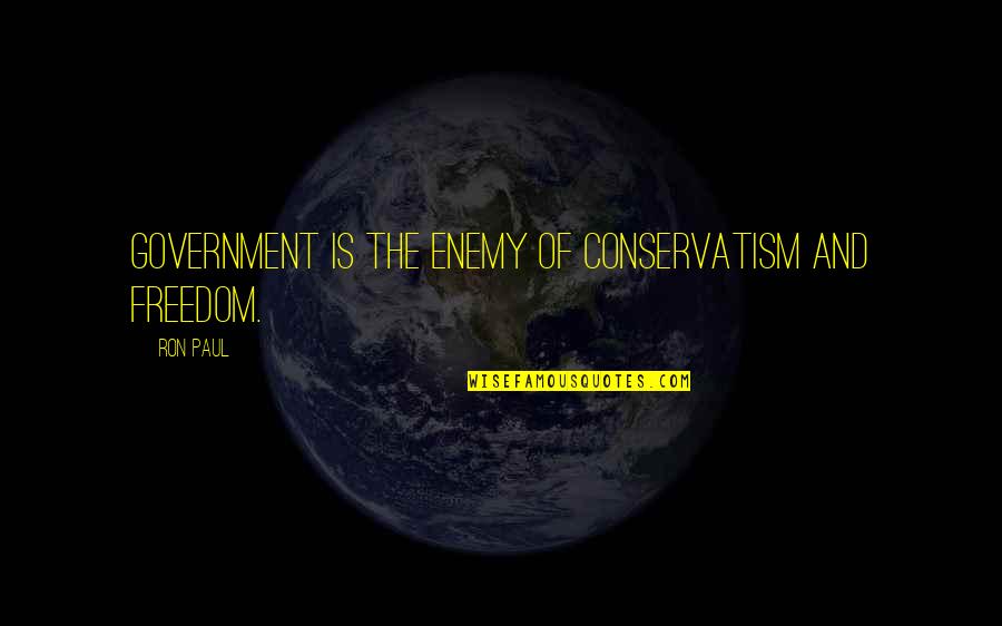 Lubis Ganie Quotes By Ron Paul: Government is the enemy of conservatism and freedom.