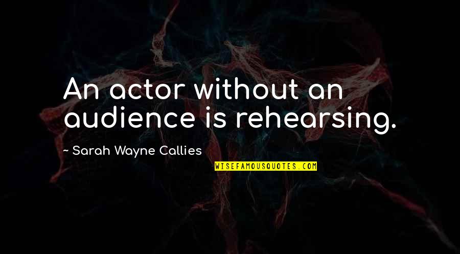 Lubitsch Director Quotes By Sarah Wayne Callies: An actor without an audience is rehearsing.