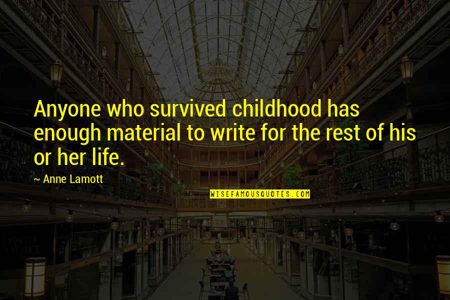Lubot Quotes By Anne Lamott: Anyone who survived childhood has enough material to
