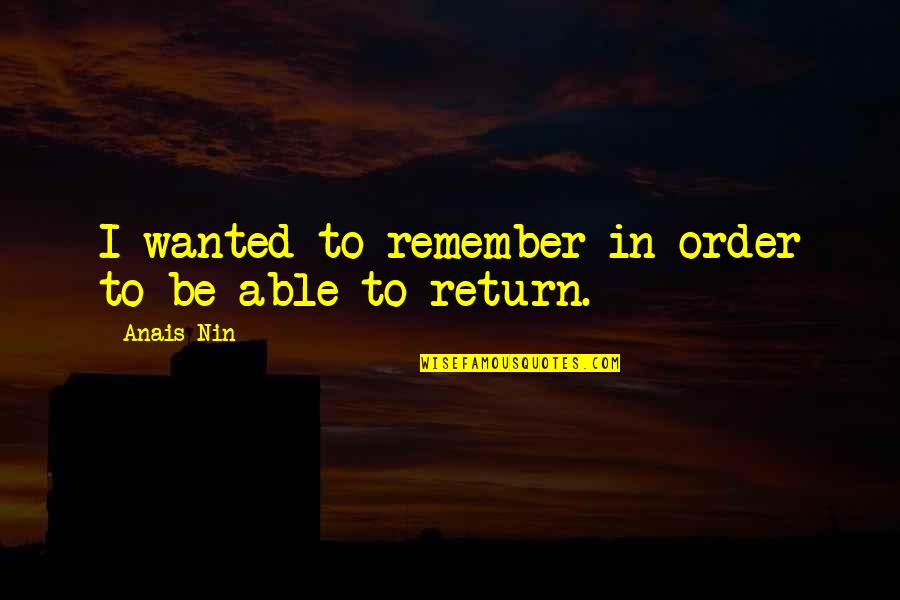 Lucas County Auditor Quotes By Anais Nin: I wanted to remember in order to be