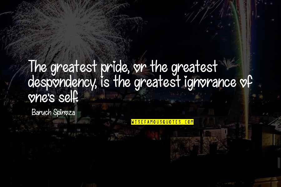 Lucenox Quotes By Baruch Spinoza: The greatest pride, or the greatest despondency, is