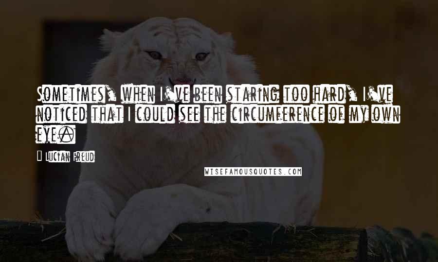 Lucian Freud quotes: Sometimes, when I've been staring too hard, I've noticed that I could see the circumference of my own eye.