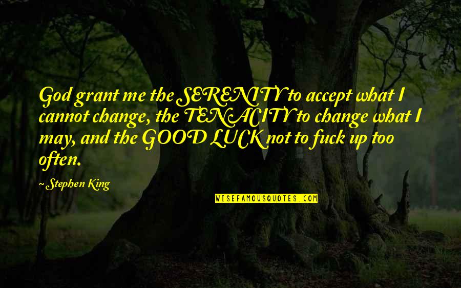 Luck And God Quotes By Stephen King: God grant me the SERENITY to accept what