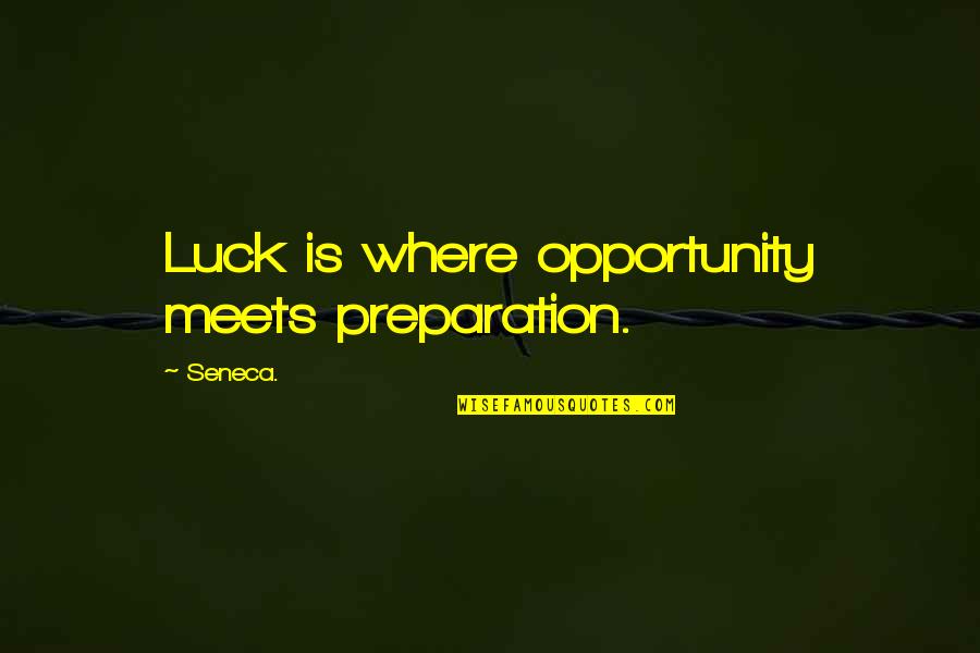 Luck And Opportunity Quotes By Seneca.: Luck is where opportunity meets preparation.