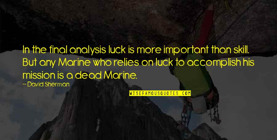 Luck And Skill Quotes By David Sherman: In the final analysis luck is more important