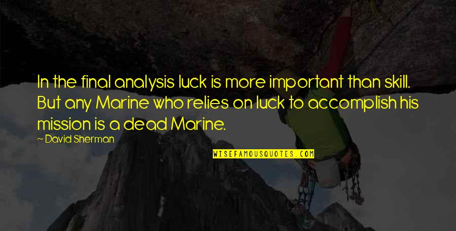 Luck Or Skill Quotes By David Sherman: In the final analysis luck is more important Luck Or Skill Quotes By David Sherman: In the final analysis luck is more important