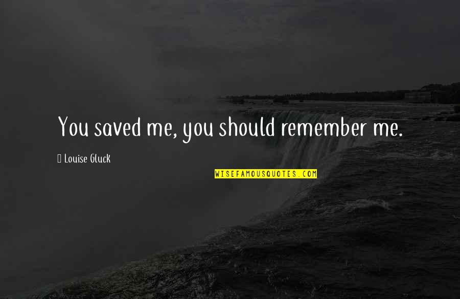 Lucka Rakovec Quotes By Louise Gluck: You saved me, you should remember me.