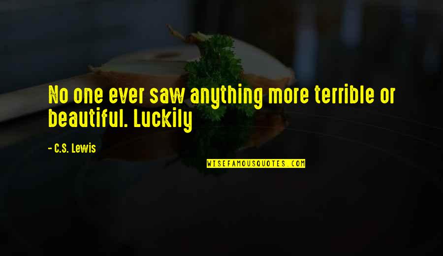 Luckily Quotes By C.S. Lewis: No one ever saw anything more terrible or